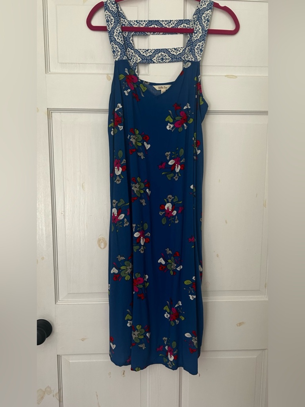 Matilda Jane Blue Floral Sundress with White Patterned Straps